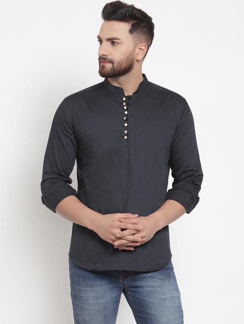 men solid mandarin neck short kurta - 21962077 - Very Small Image - 1