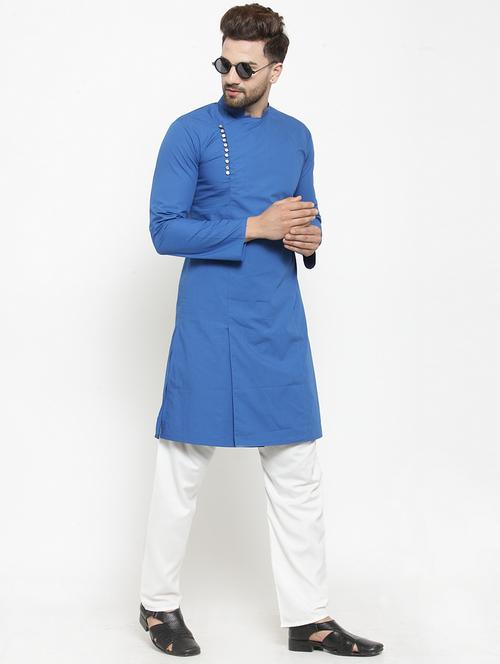 men solid mandarin neck long kurta - 21962083 - Very Small Image - 1