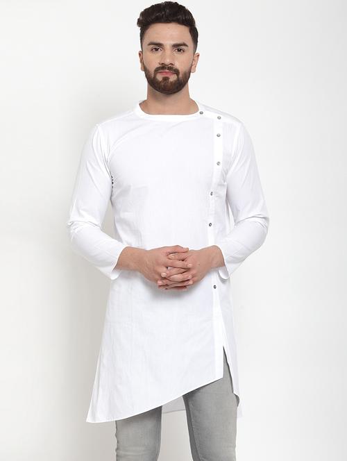 men solid long sleeve asymmetric kurta - 21962088 - Very Small Image - 1