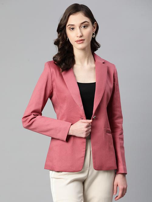 women solid long sleeve single breasted blazer - 21962091 - Very Small Image - 1