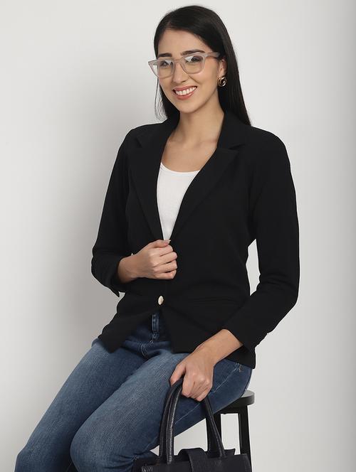 women solid long sleeve single breasted blazer - 21962095 - Very Small Image - 1