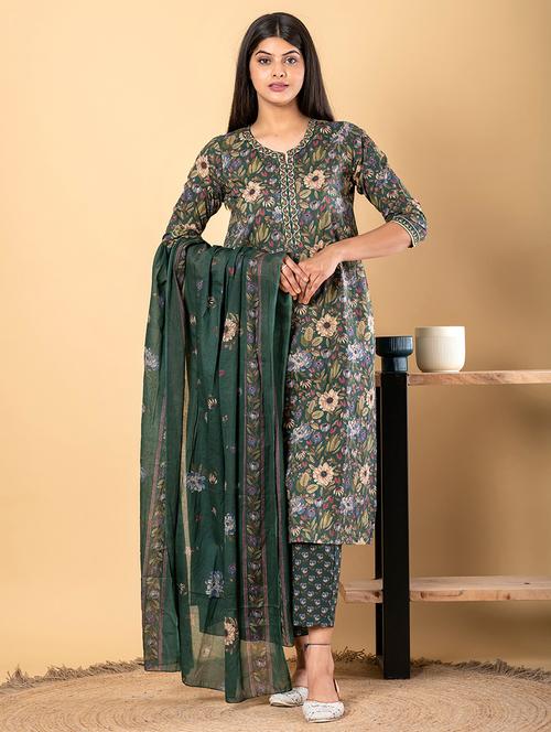 women three quarter sleeve kurta pant with dupatta set - 21962176 - Very Small Image - 1