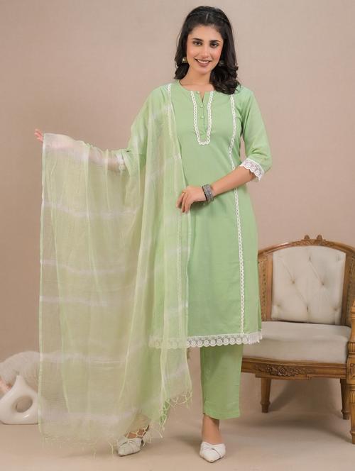 women three quarter sleeve kurta pant with dupatta set - 21962205 - Very Small Image - 1