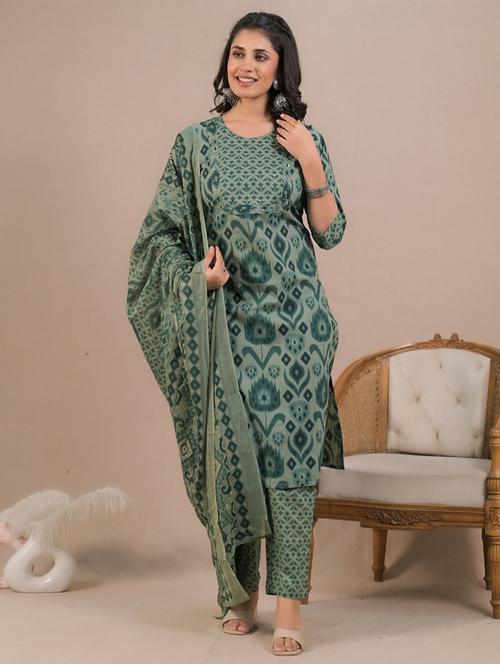 women three quarter sleeve kurta pant with dupatta set - 21962230 - Very Small Image - 1