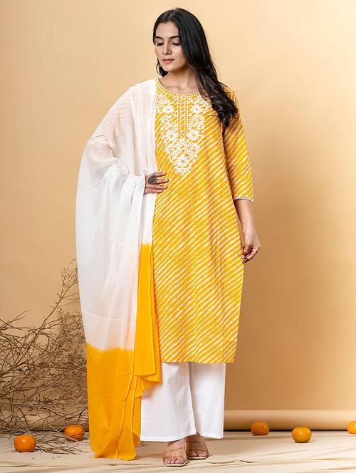 women three quarter sleeve kurta pant with dupatta set - 21962245 - Very Small Image - 1