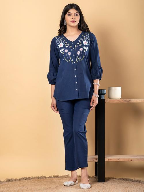 women three quarter sleeve ethnic co-ord set - 21962345 - Very Small Image - 1