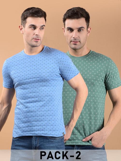 men pack of 2 printed short sleeve slim fit t-shirt - 21962438 - Very Small Image - 1