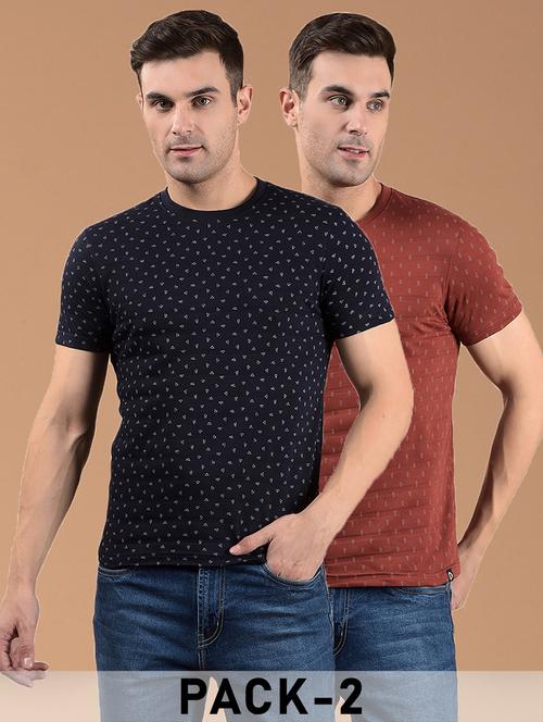 men pack of 2 printed short sleeve slim fit t-shirt - 21962443 - Very Small Image - 1