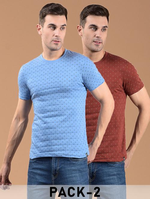 men pack of 2 printed short sleeve slim fit t-shirt - 21962444 - Very Small Image - 1