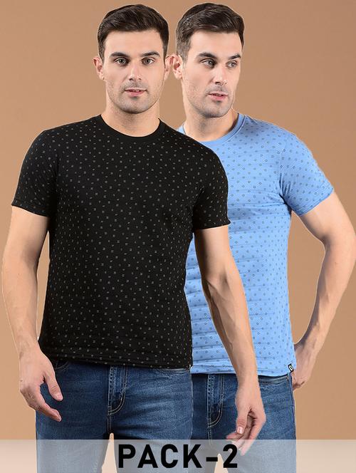 men pack of 2 printed short sleeve slim fit t-shirt - 21962445 - Very Small Image - 1
