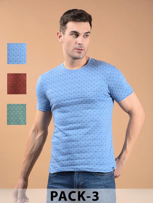 men pack of 3 printed short sleeve slim fit t-shirt - 21962446 - Very Small Image - 1