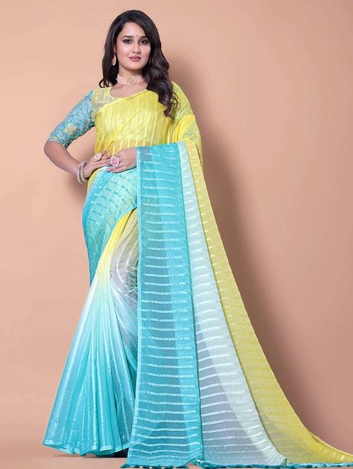 women ombre printed saree with blouse - 21962471 - Very Small Image - 1