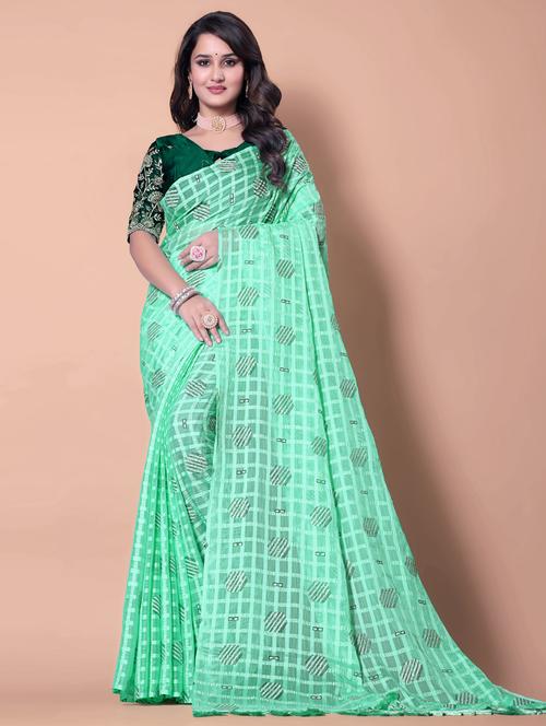 women checkered casual wear saree with blouse - 21962482 - Very Small Image - 1