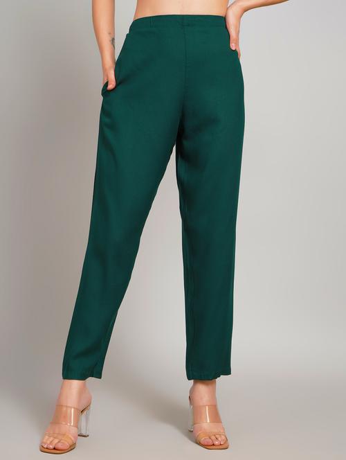 women solid high rise straight trouser - 21962489 - Very Small Image - 1