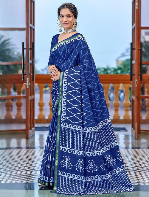 women printed casual wear saree with blouse - 21962491 - Very Small Image - 1