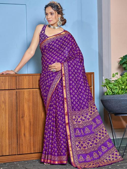 women printed casual wear saree with blouse - 21962493 - Very Small Image - 1