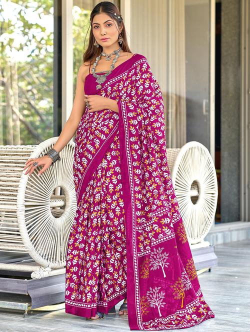 women printed casual wear saree with blouse - 21962495 - Very Small Image - 1