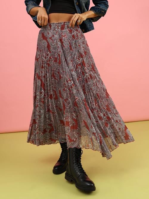 Women Printed Mid Rise Flared Skirt - 21962685 - Very Small Image - 1