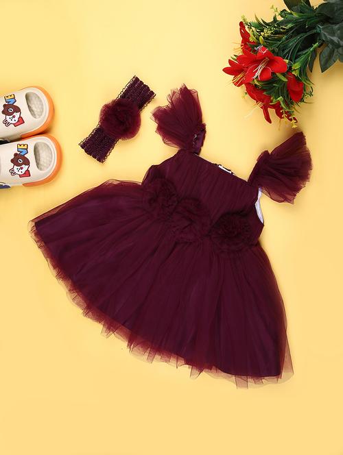 girls solid sleeveless frock with headband - 21962924 - Very Small Image - 1