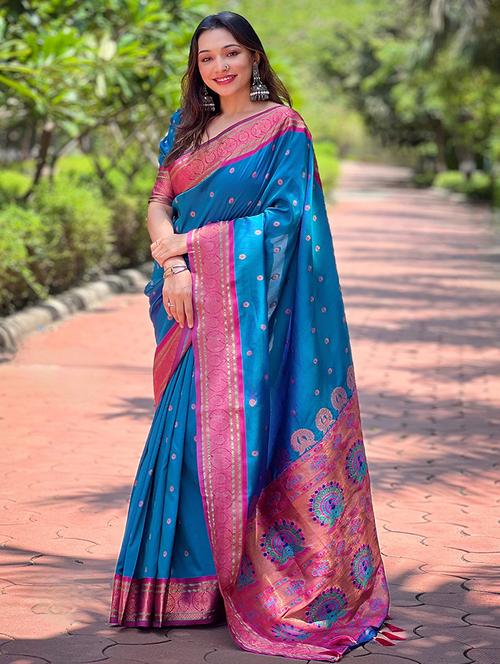 women self design paithani saree with blouse - 21963021 - Very Small Image - 1