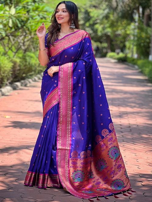 women self design paithani saree with blouse - 21963023 - Very Small Image - 1