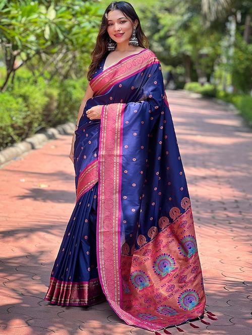 women self design paithani saree with blouse - 21963026 - Very Small Image - 1