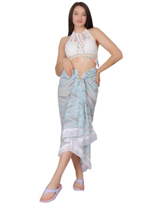 women light blue printed beach sarong - 21963272 - Very Small Image - 1