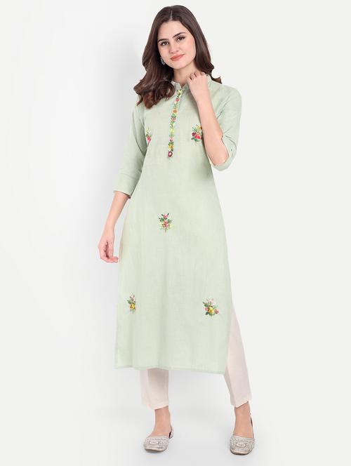 women three quarter sleeve straight kurta - 21963284 - Very Small Image - 1