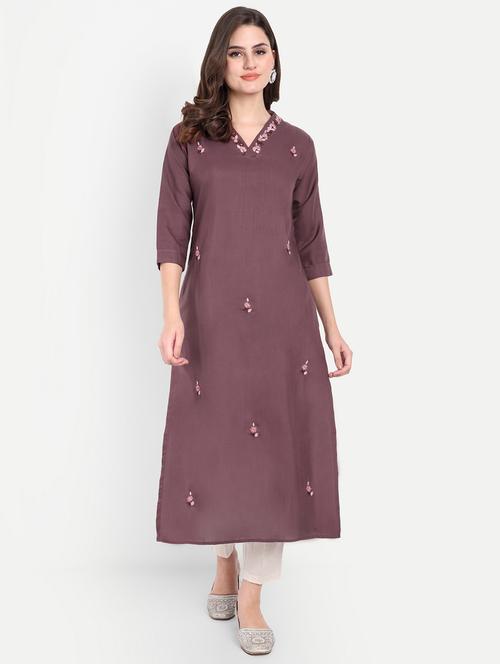 women three quarter sleeve straight kurta - 21963293 - Very Small Image - 1