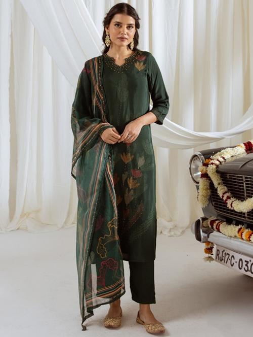 women three quarter sleeve kurta pant with dupatta set - 21963422 - Very Small Image - 1