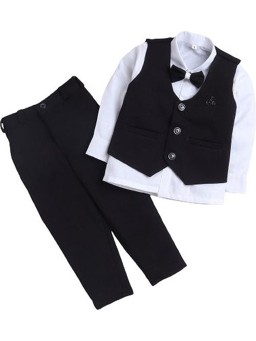 boys solid shirt and trouser with waistcoat set - 21964426 - Very Small Image - 1