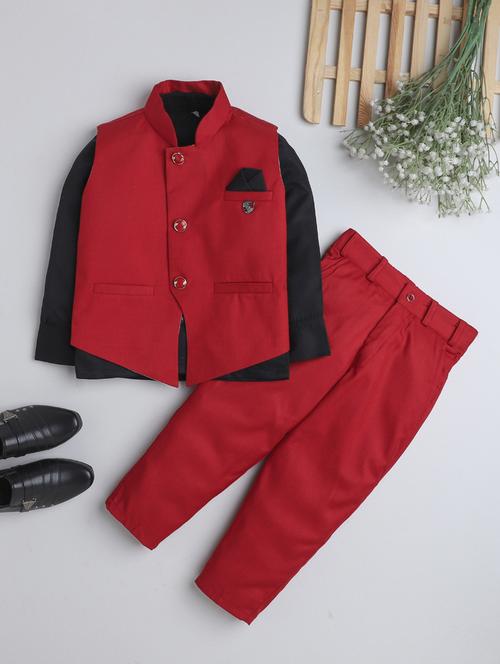 boys solid shirt and trouser with waistcoat  - 21964671 - Very Small Image - 1
