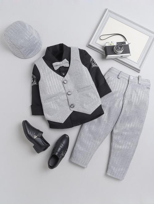 boys striped shirt and trouser with waistcoat set - 21964753 - Very Small Image - 1