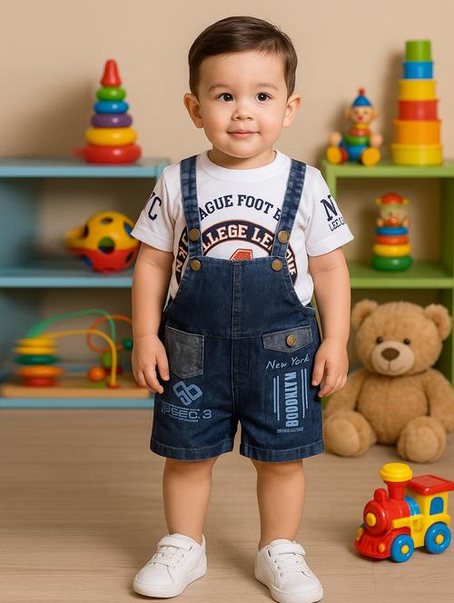 boys printed t-shirt and denim dungree - 21964773 - Very Small Image - 1