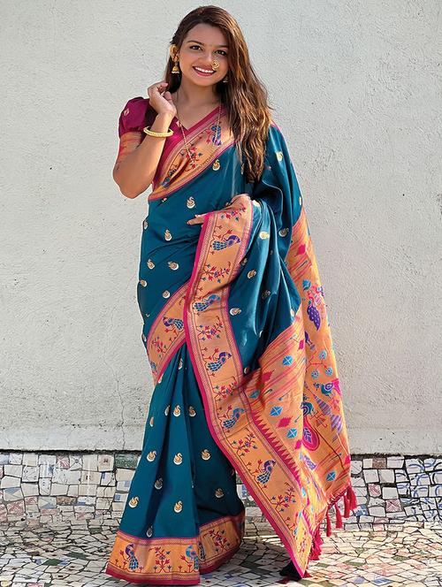 women self design paithani saree with blouse - 21964821 - Very Small Image - 1