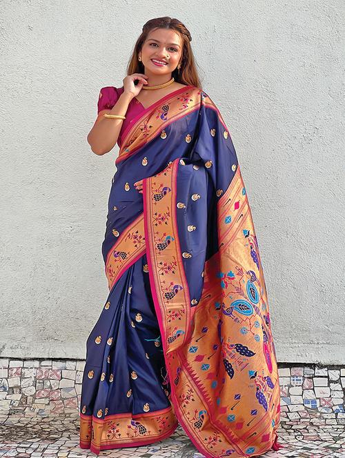women self design paithani saree with blouse - 21964822 - Very Small Image - 1