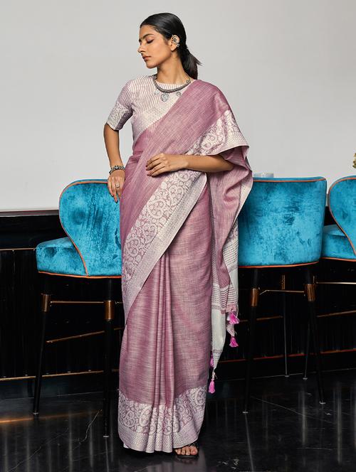 women solid with bordered saree with blouse - 21964857 - Very Small Image - 1