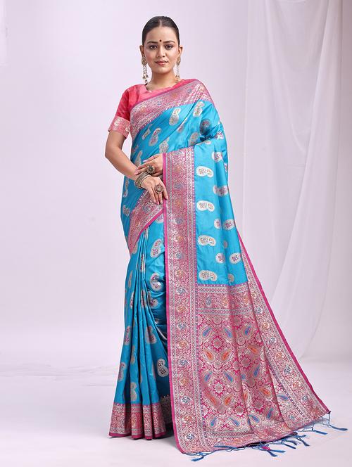 women self design banarasi saree with blouse - 21964866 - Very Small Image - 1