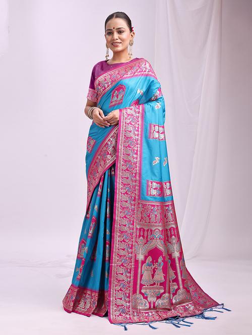 women self design banarasi saree with blouse - 21964870 - Very Small Image - 1