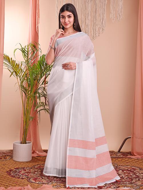women solid with bordered saree with blouse - 21964919 - Very Small Image - 1