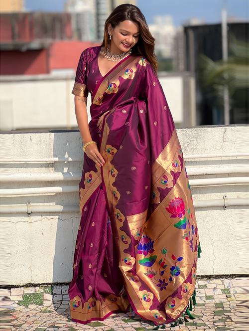 women self design paithani saree with blouse - 21964942 - Very Small Image - 1