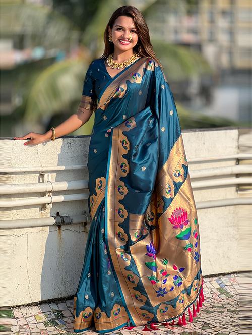 women self design paithani saree with blouse - 21964946 - Very Small Image - 1