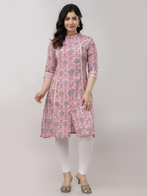 women three quarter sleeve a-line kurta - 21965088 - Very Small Image - 1