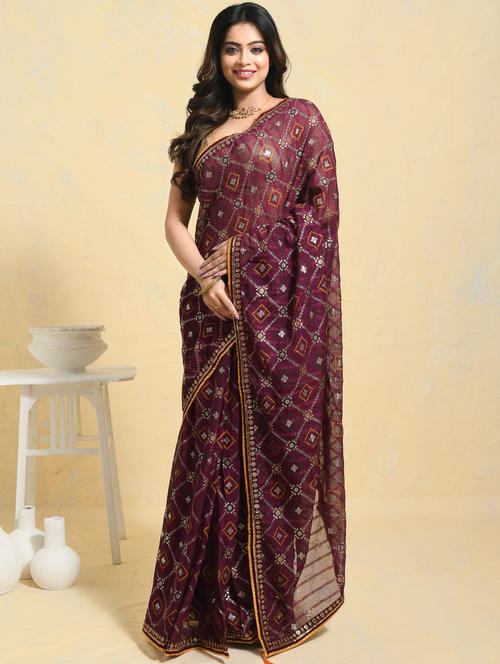 women printed casual wear saree with blouse - 21965543 - Very Small Image - 1