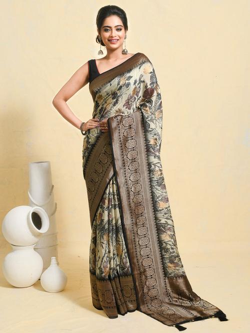 women printed casual wear saree with blouse - 21965604 - Very Small Image - 1