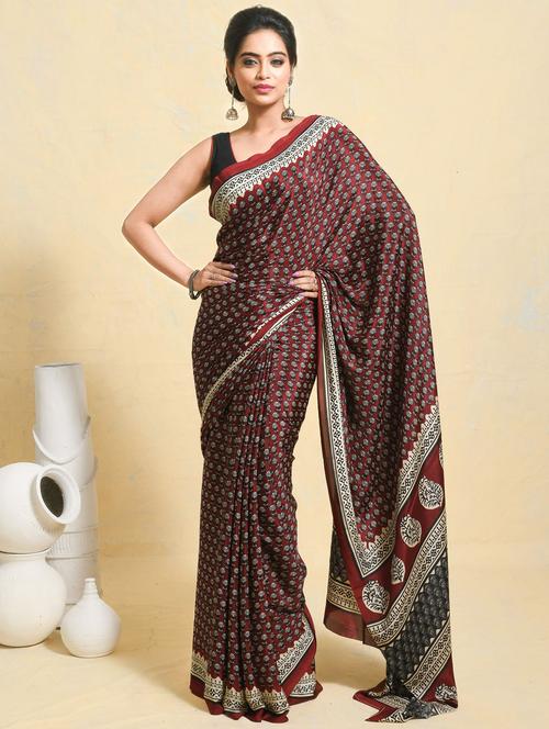 women printed casual wear saree with blouse - 21965616 - Very Small Image - 1
