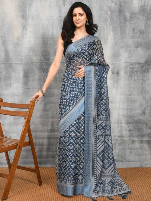women printed casual wear saree with blouse - 21965619 - Very Small Image - 1