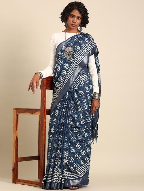 women bagru printed saree with blouse - 21965656 - Very Small Image - 1