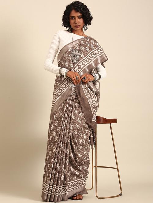 women printed casual wear saree with blouse - 21965661 - Very Small Image - 1