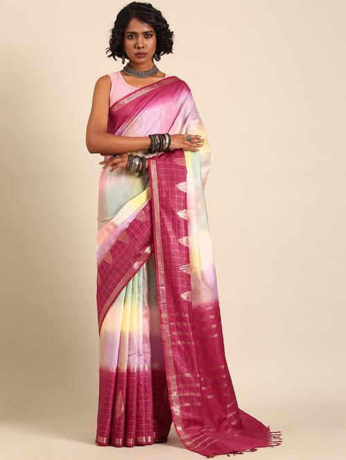 women ombre bordered saree with blouse - 21965670 - Very Small Image - 1